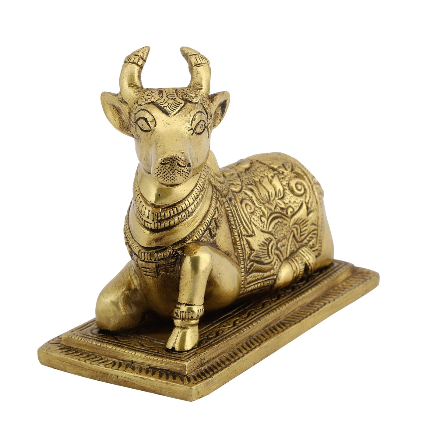 Sitting Nandi Cow Brass Statue