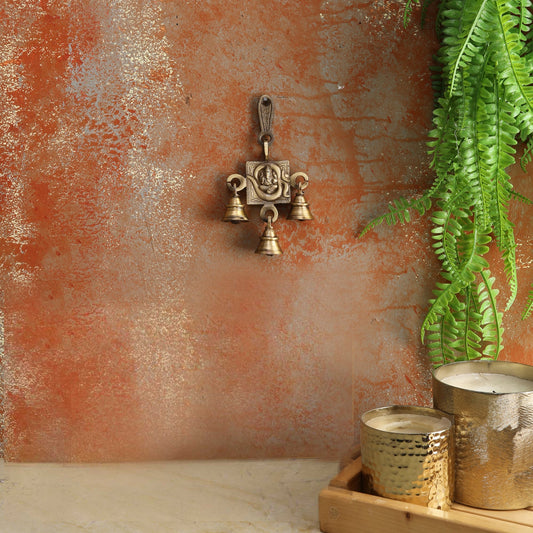 Brass Om Ganesha Hanging Bells, Bells for Home Decor