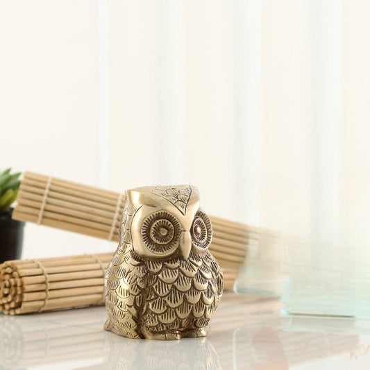 Vintage Brass Owl Decor Showpiece