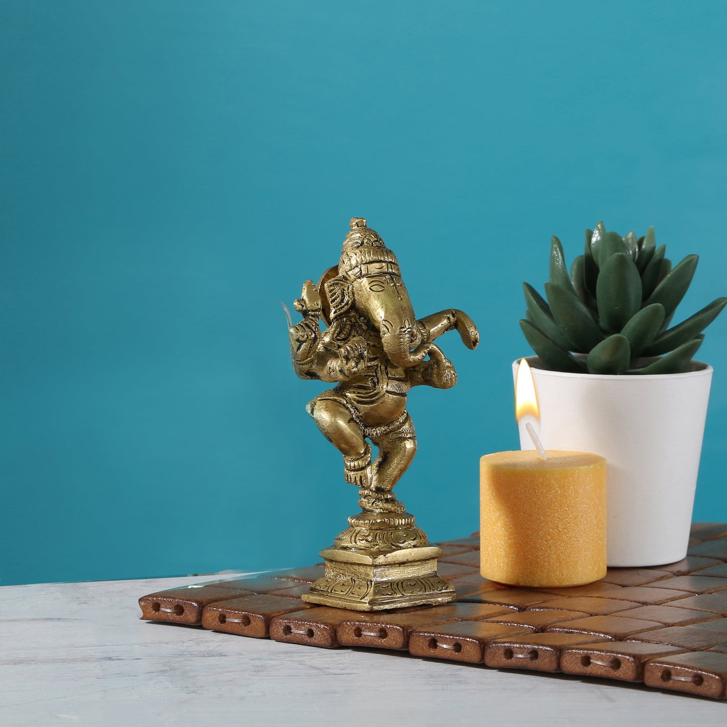 Brass Dancing Ganesha Decor Idol