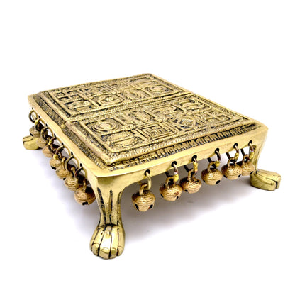 Brass Swastika Engraved Chowki with Bells