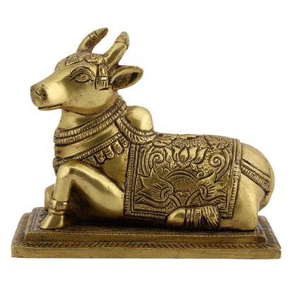 Sitting Nandi Cow Brass Statue