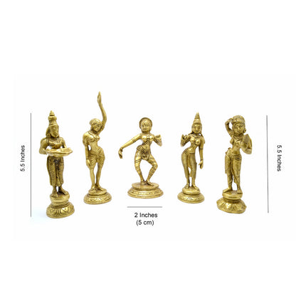 Brass Apsara Showpieces - Set of 5 Statues