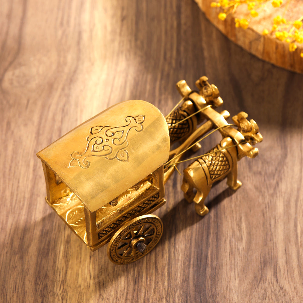 BRASS DOUBLE BULLOCK CART (3 INCH)