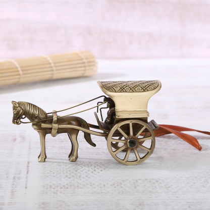 Brass Horse Cart Replica Decor Showpiece