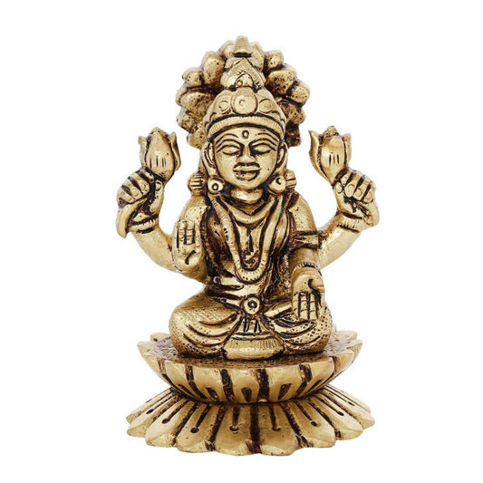 Kamal Lakshmi Idol | 100% Pure Brass | Antique Finish