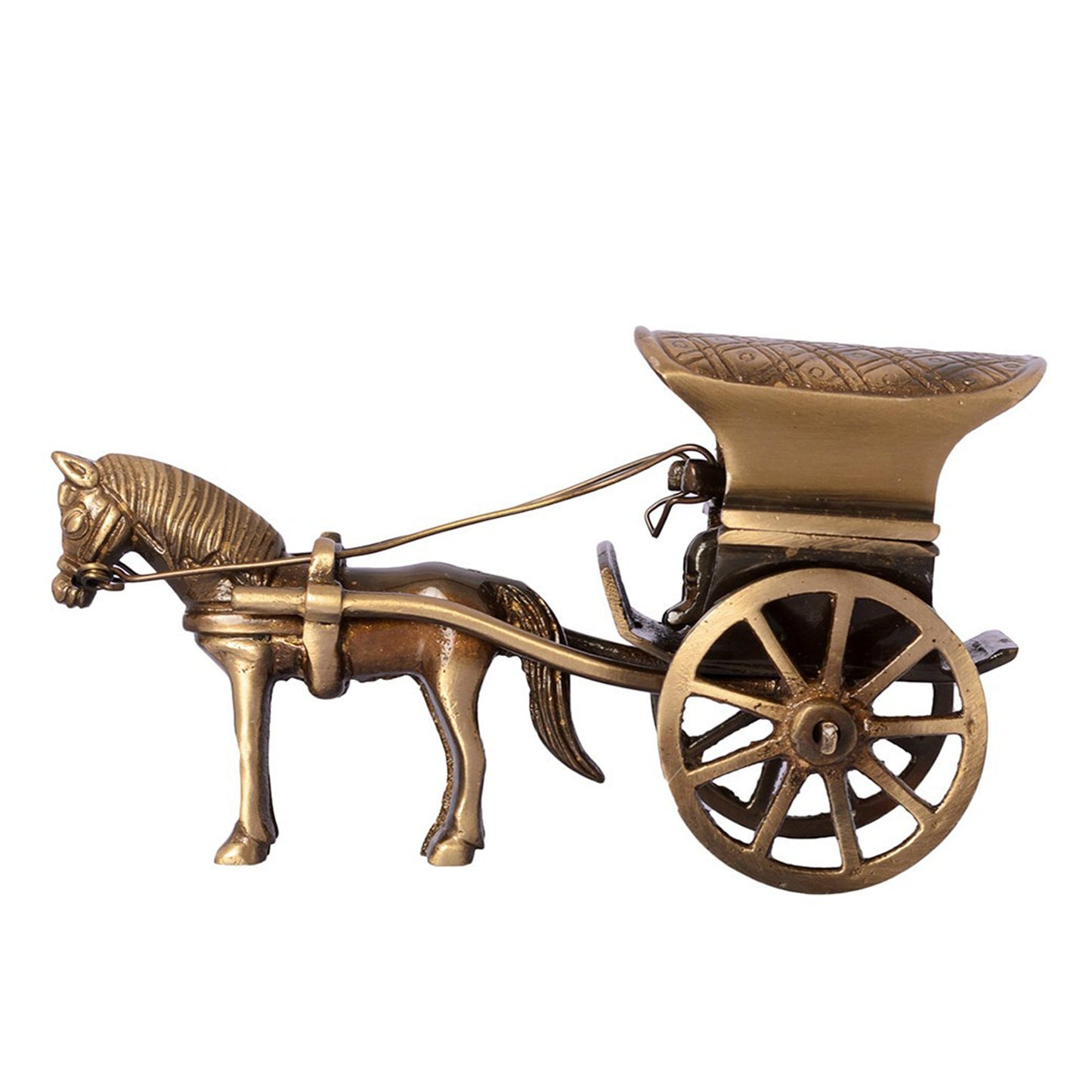 Brass Horse Cart Replica Decor Showpiece