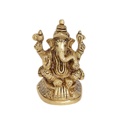 Kshipra Ganapati Brass Idol | 100% Pure Brass | Antique Finish