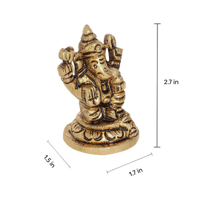 Bhakti Ganapati Brass Idol | 100% Pure Brass | Antique Finish