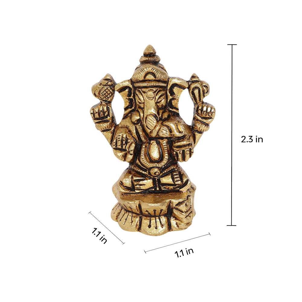 Siddhi Ganapati Brass Idol | 100% Pure Brass | Antique Finish