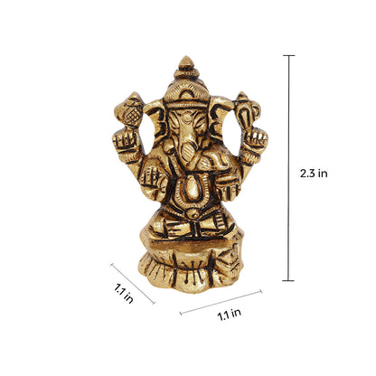 Siddhi Ganapati Brass Idol | 100% Pure Brass | Antique Finish