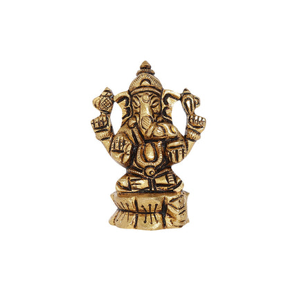 Siddhi Ganapati Brass Idol | 100% Pure Brass | Antique Finish