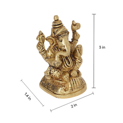 Kshipra Ganapati Brass Idol | 100% Pure Brass | Antique Finish