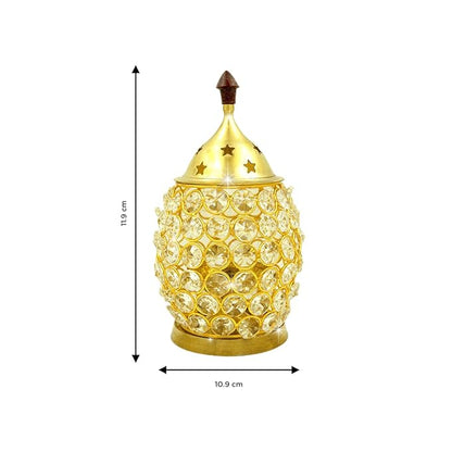 Brass Akhand Brahmand Crystal Diya | Large Size