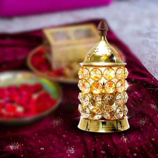 Crystal Deep Brass Diya Medium Size