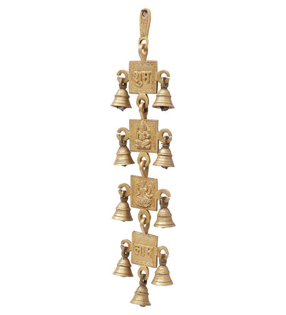 Brass Shubh Labh with Laxmi Ganesha Hanging Bells